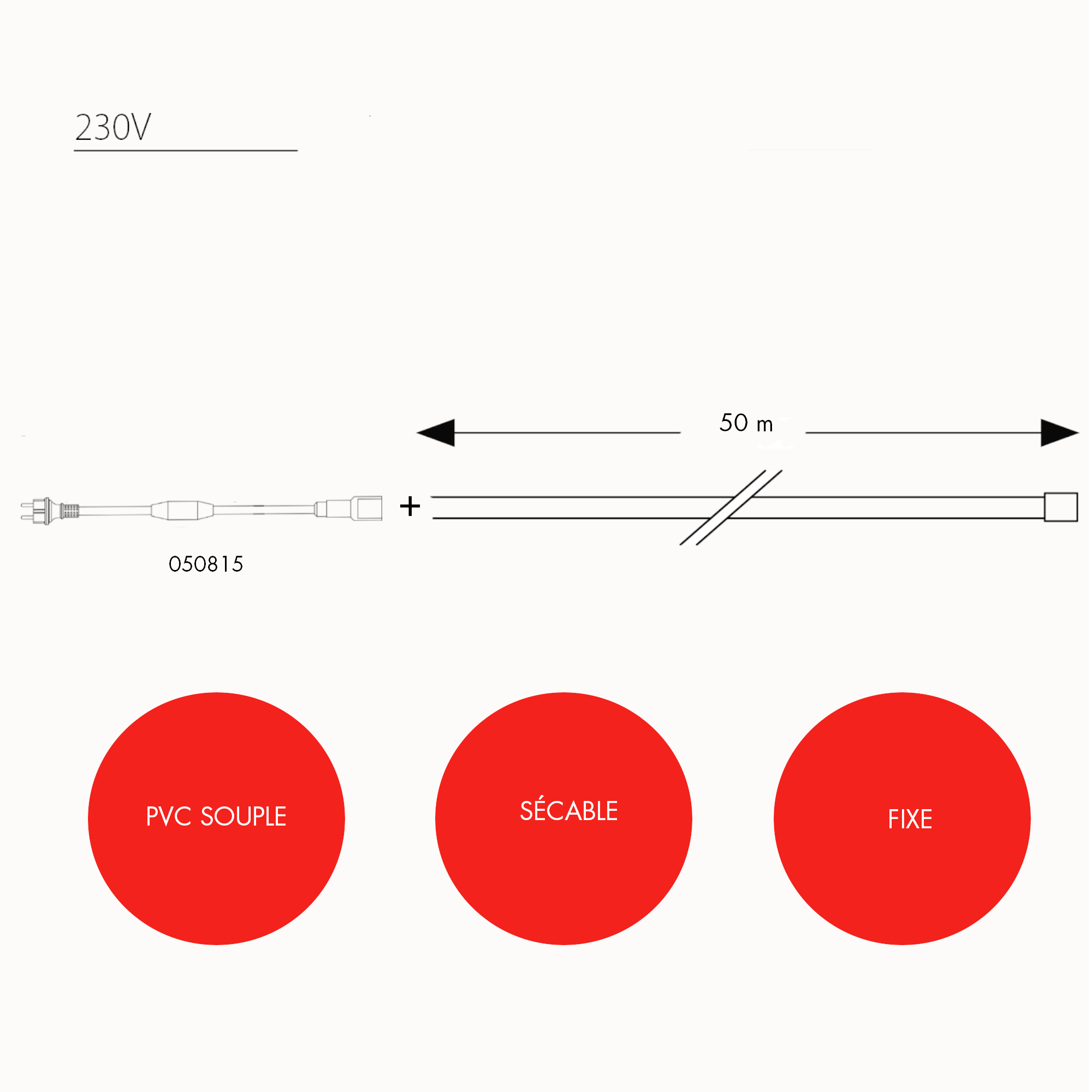 Cordon Lumineux fixe L50m - 230V